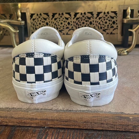 Like new size 12 Vans Vault OG LX slip-on in red and navy leather checker - Picture 2 of 3
